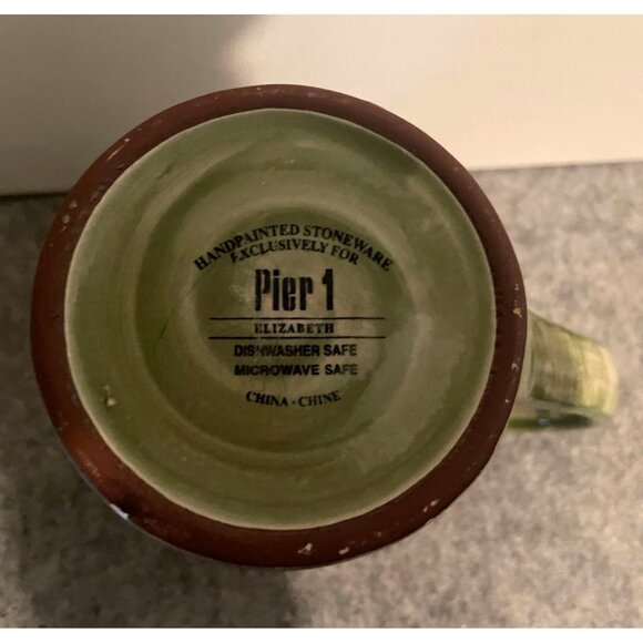 2 Pier 1 Import San Marino Earthenware Mugs, Elizabeth Design  # 1977 - Picture 4 of 6